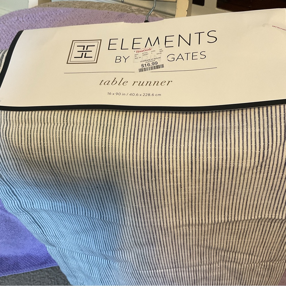 Pinstripe table runner. New